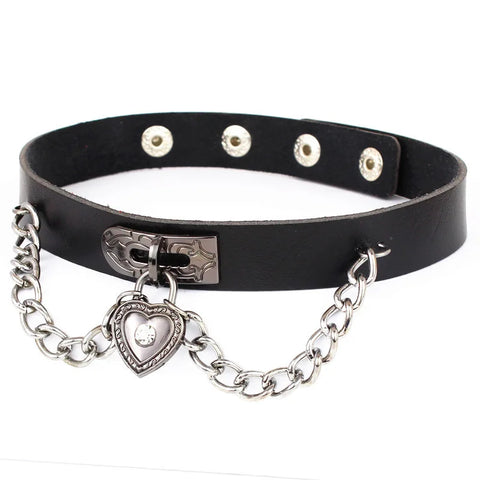 Goth Leather Choker Necklace — Dark Devotion Collection