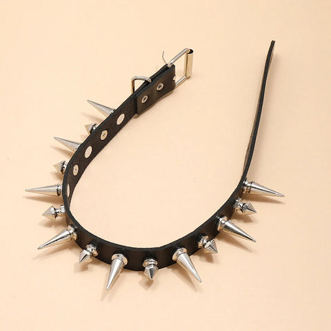 Goth Double-Row Spike Collar Necklace