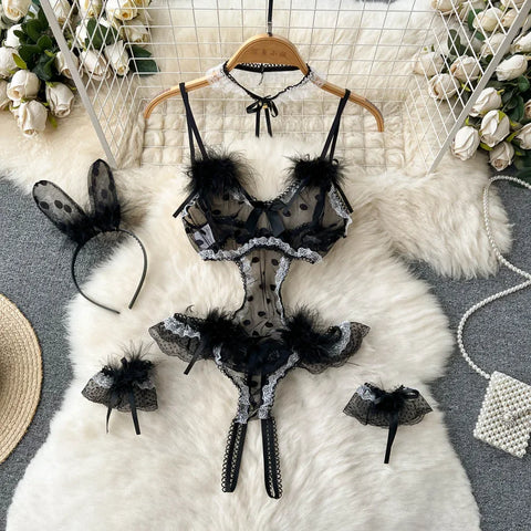 Goth Bound in Contrast Rope Bodysuit
