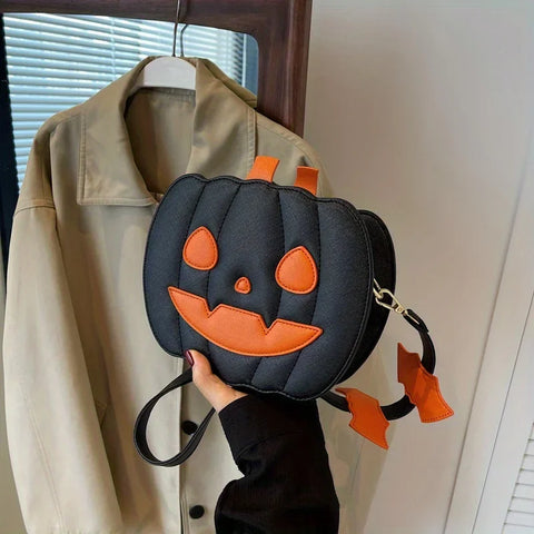 Goth Jack-o'-Lantern Crossbody Pump Bag in Black & Orange