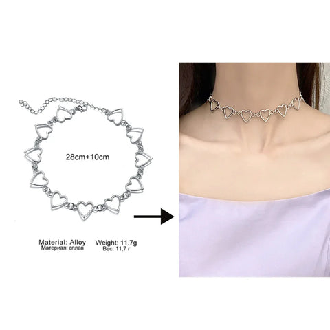 Goth Dark Heart Choker Necklace Set