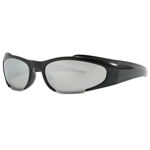 Cyber Goth Alien Wraparound Shades in Acid Green