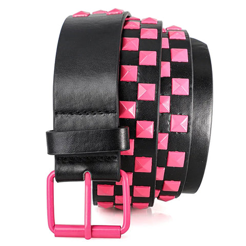 Mall Goth Checkerboard Pyramid Stud Belt