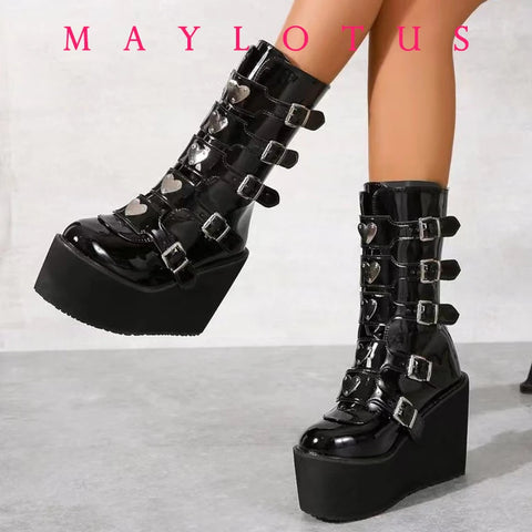 Goth Blackout Riot Platform Boot
