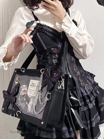 Goth Labyrinth Butterfly Ita Bag — Dark Collector's Tote