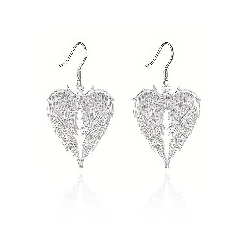 Victorian Goth Fallen Angel Wing Heart Necklace