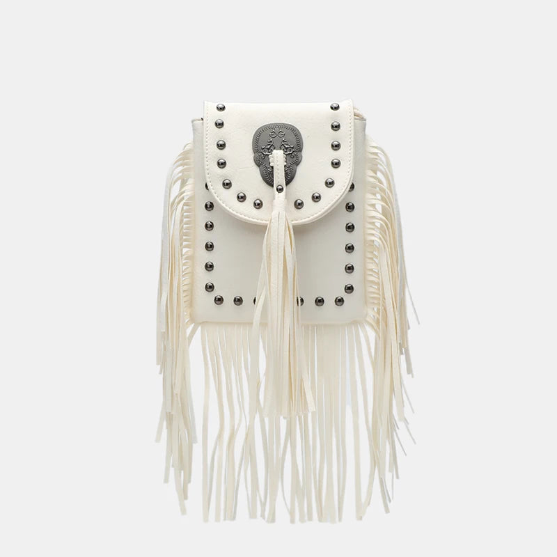 Goth Fringe & Rivet Chain Crossbody Bag