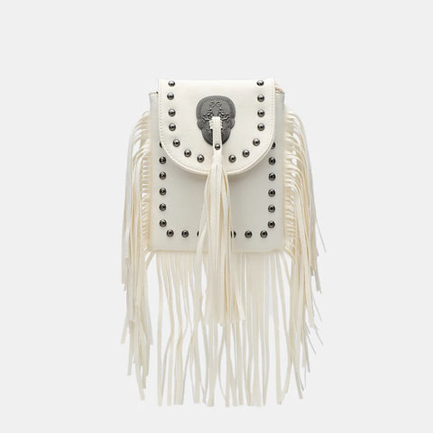 Goth Fringe & Rivet Chain Crossbody Bag