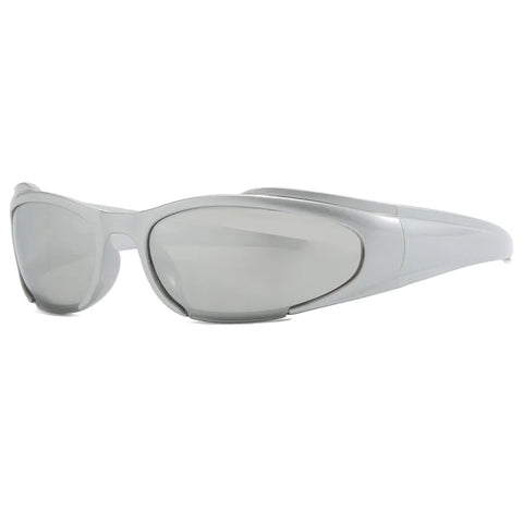 Cyber Goth Alien Wraparound Shades in Acid Green
