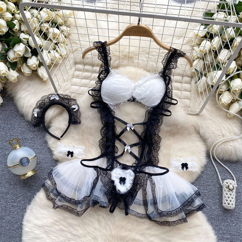 Goth Bound in Contrast Rope Bodysuit
