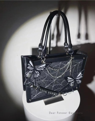 Goth Labyrinth Butterfly Ita Bag — Dark Collector's Tote