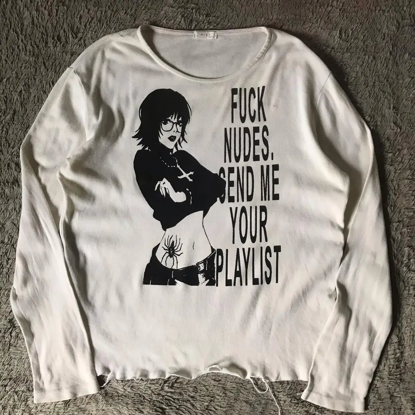 Y2K Goth T-shirt with white splice print
