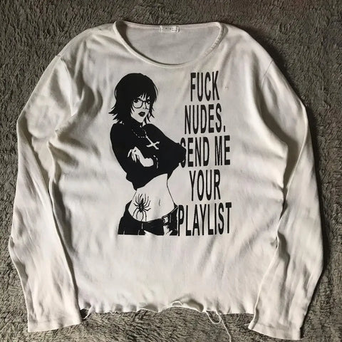 Y2K Goth T-shirt with white splice print