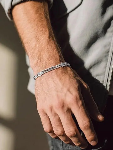 Goth Barbed Wire Thorn Chain Bracelet in Stainless Steel