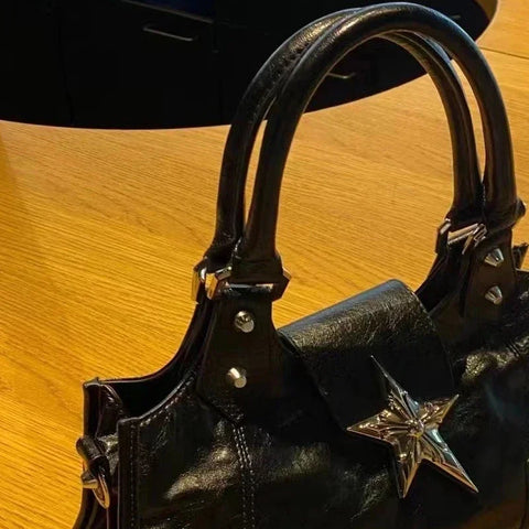 Goth Silver Star Moto Structured Bag