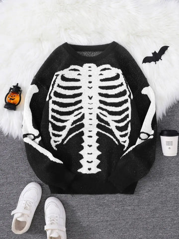 Goth Skeleton Rib Cage Knit Sweater