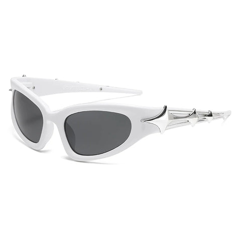 Cyber Goth Electric Blue Spike Wrap Sunglasses