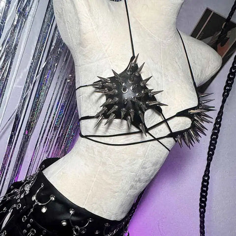 Cyber Goth Spiked Armour Halter Top