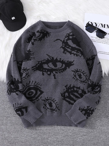 Nu Goth All-Seeing Eyes Jacquard Knit Sweater