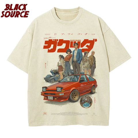 Alt T-shirt with cat cartoon graphic