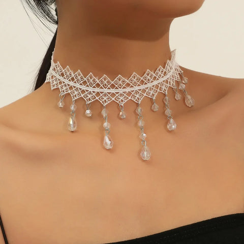 Victorian Goth Mourning Cascade Choker Necklace