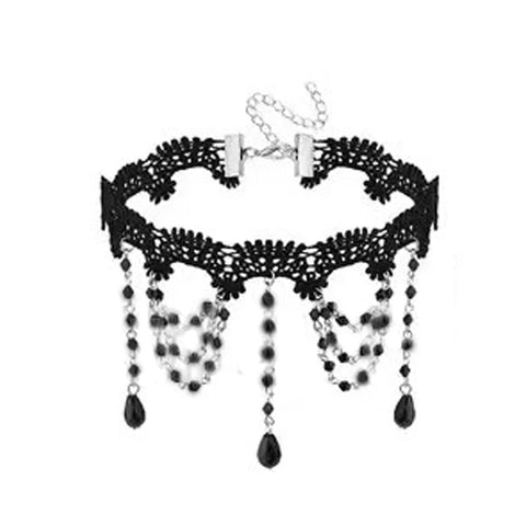 Victorian Goth Mourning Cascade Choker Necklace