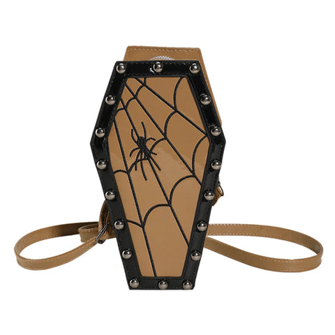 Goth Coffin Rose Embroidered Crossbody Bag