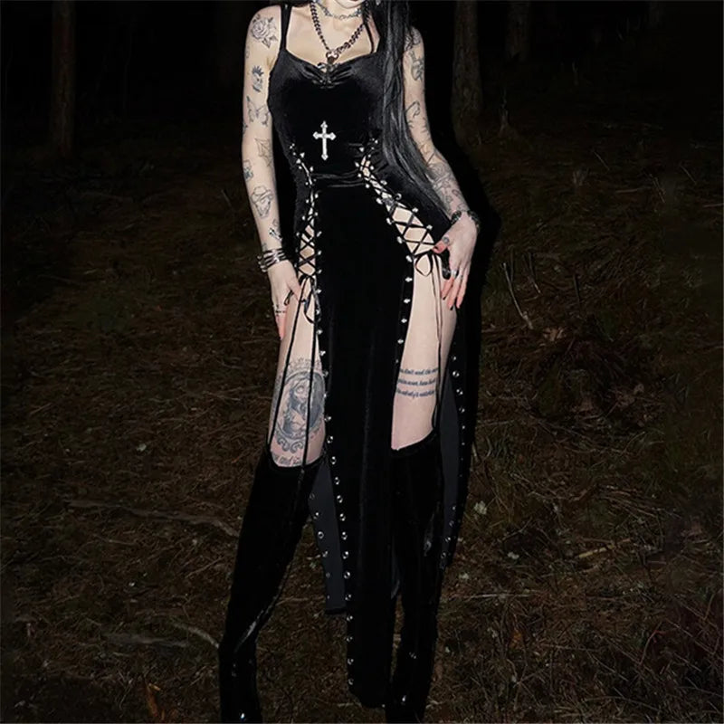 Gothic Dress with split hem