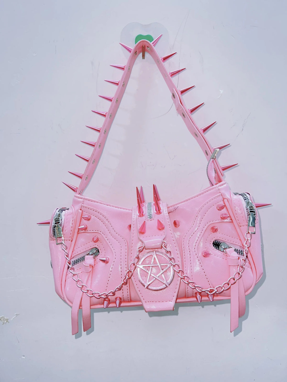 Pastel Goth Spiked Pentagram Baguette Bag