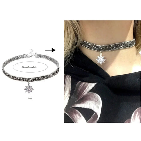 Goth Dark Heart Choker Necklace Set