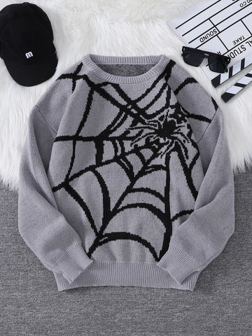 Goth Cobweb Jacquard Knit Sweater