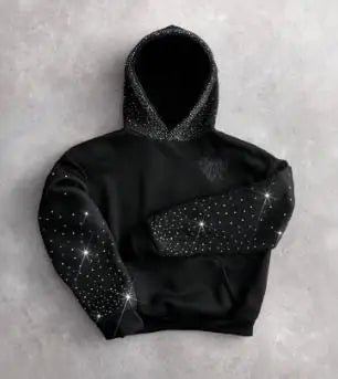 Goth Starfall Crystal Rhinestone Hoodie Sweater