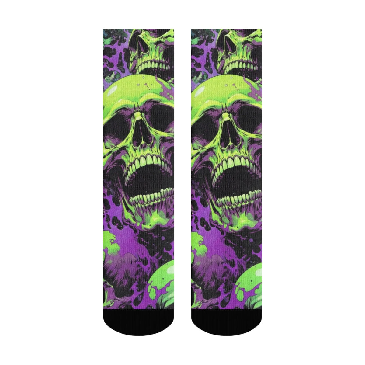 Cyber Goth Toxic Skull Crew Sock