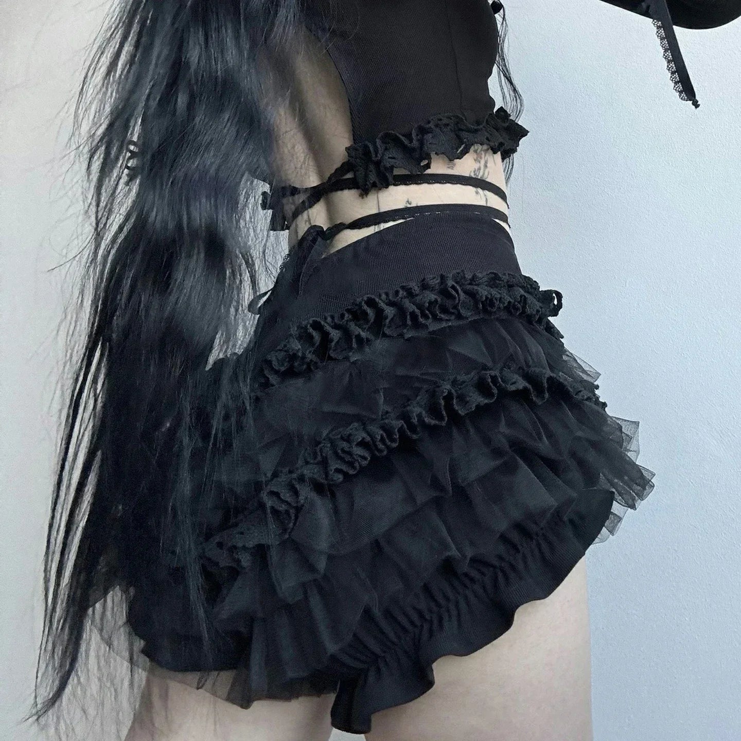 Gothic Shorts with black low v-waist