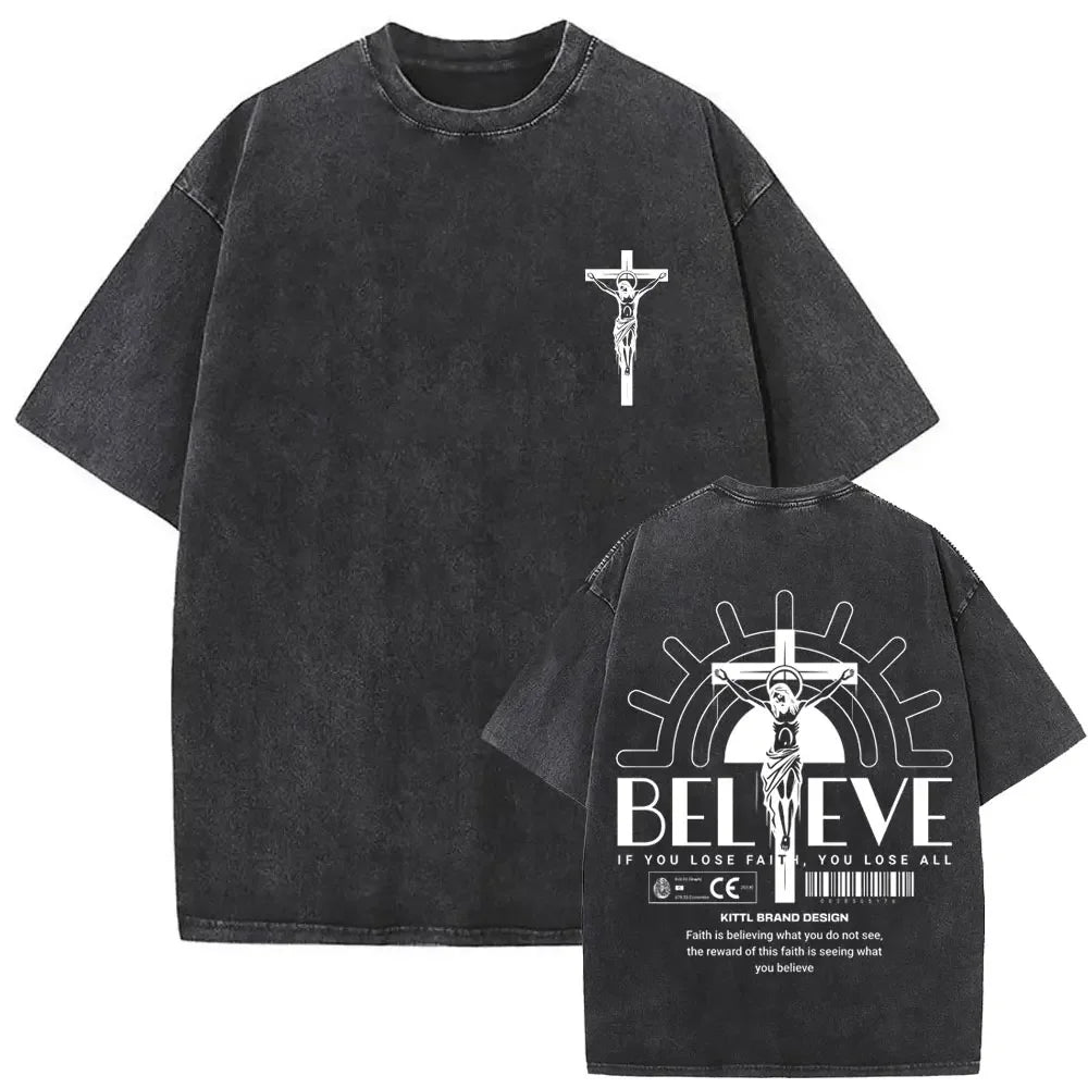 Gothic T-shirt with black washed vintage graphic