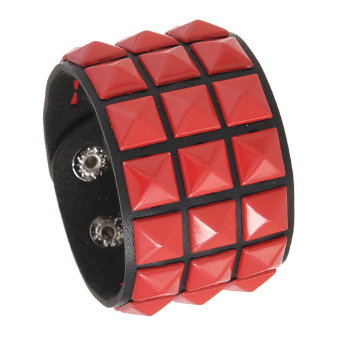 Cyber Goth Pixel Pyramid Stud Cuff Bracelet
