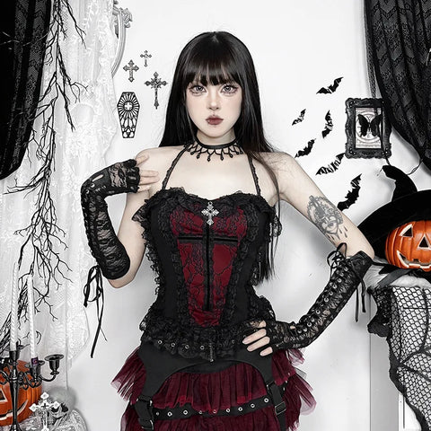 Victorian Goth Crimson Requiem Corset Top