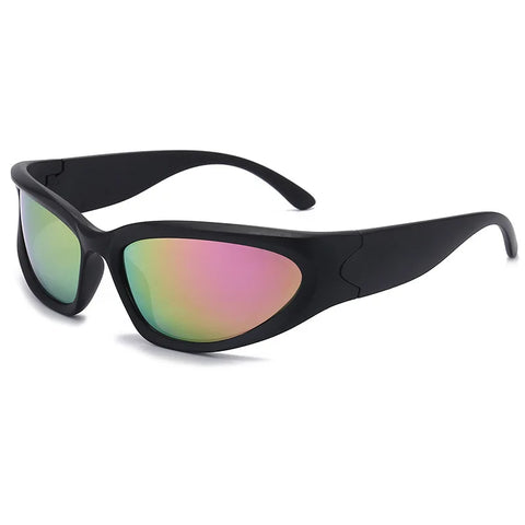 Cyber Goth Chrome Wraparound Shield Sunglasses