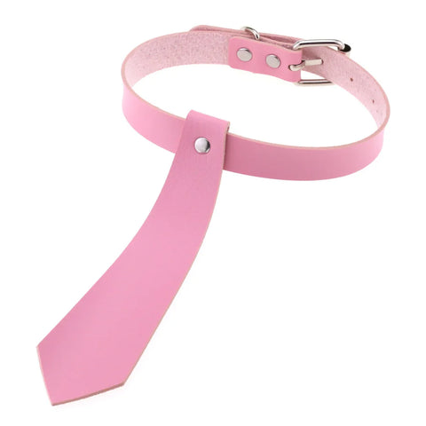 Pastel Goth Pink Leather O-Ring Choker Necklace Collection