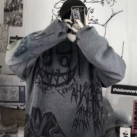 Nu Goth Graffiti Chaos Oversized Tshirt Hoodie