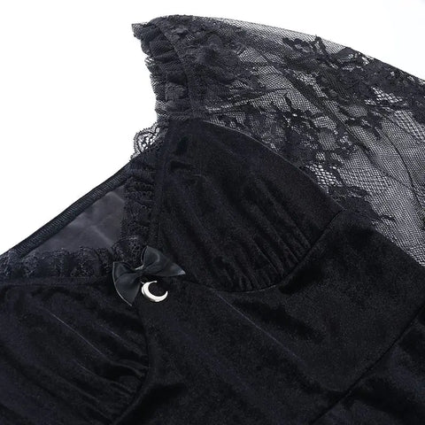 Goth Cobweb Lace & Velvet Mini Dress
