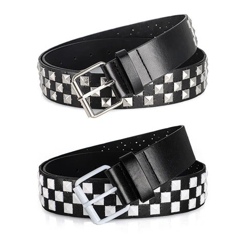 Mall Goth Checkerboard Pyramid Stud Belt