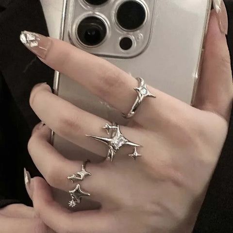 Goth Shattered Star Spike Ring