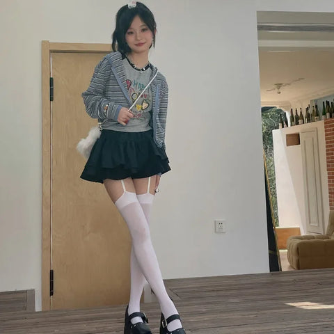 Goth Suspender Garter Illusion Thigh-High Sock