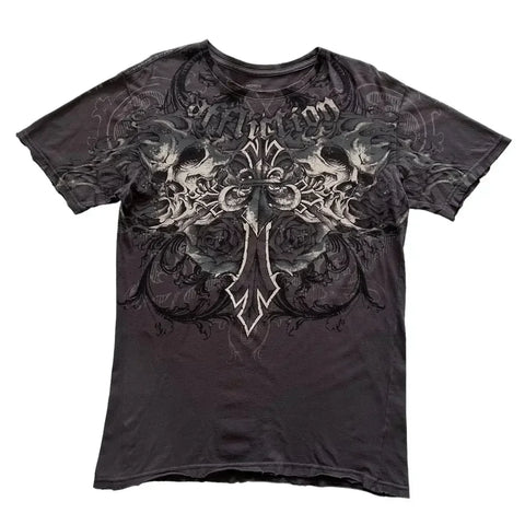 Y2K Goth T-shirt with white splice print
