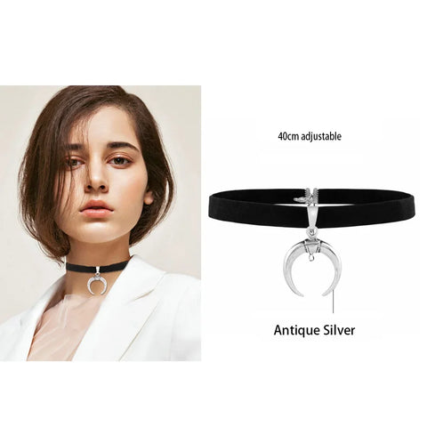 Goth Dark Heart Choker Necklace Set