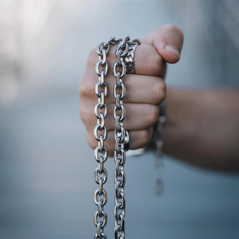 Goth Double-Layer Chunky Cable Chain Necklace in Silver
