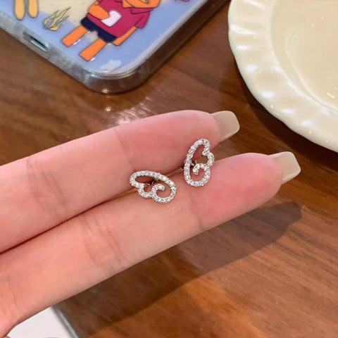 Mall Goth Fallen Angel Wing & Crystal Cross Earring Set