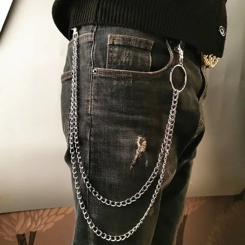 Mall Goth Triple-Layer Silver Drape Pant Chain