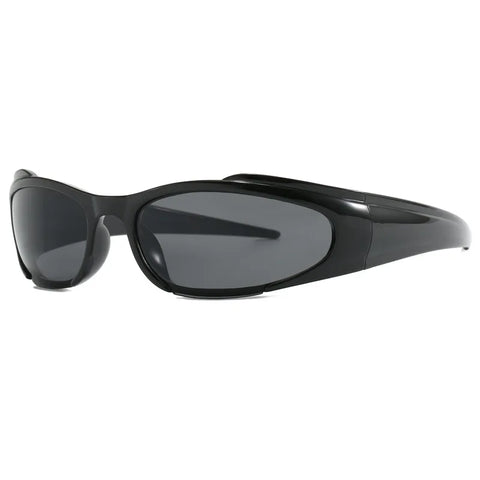 Cyber Goth Alien Wraparound Shades in Acid Green